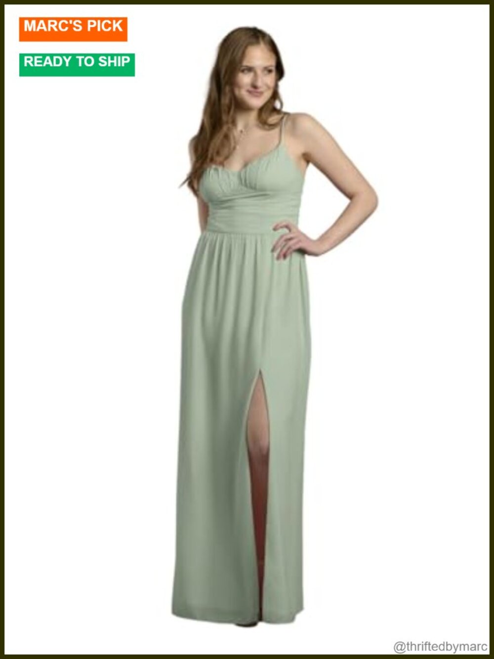 Chiffon Spaghetti Strap A-Line Formal Dress with Slit